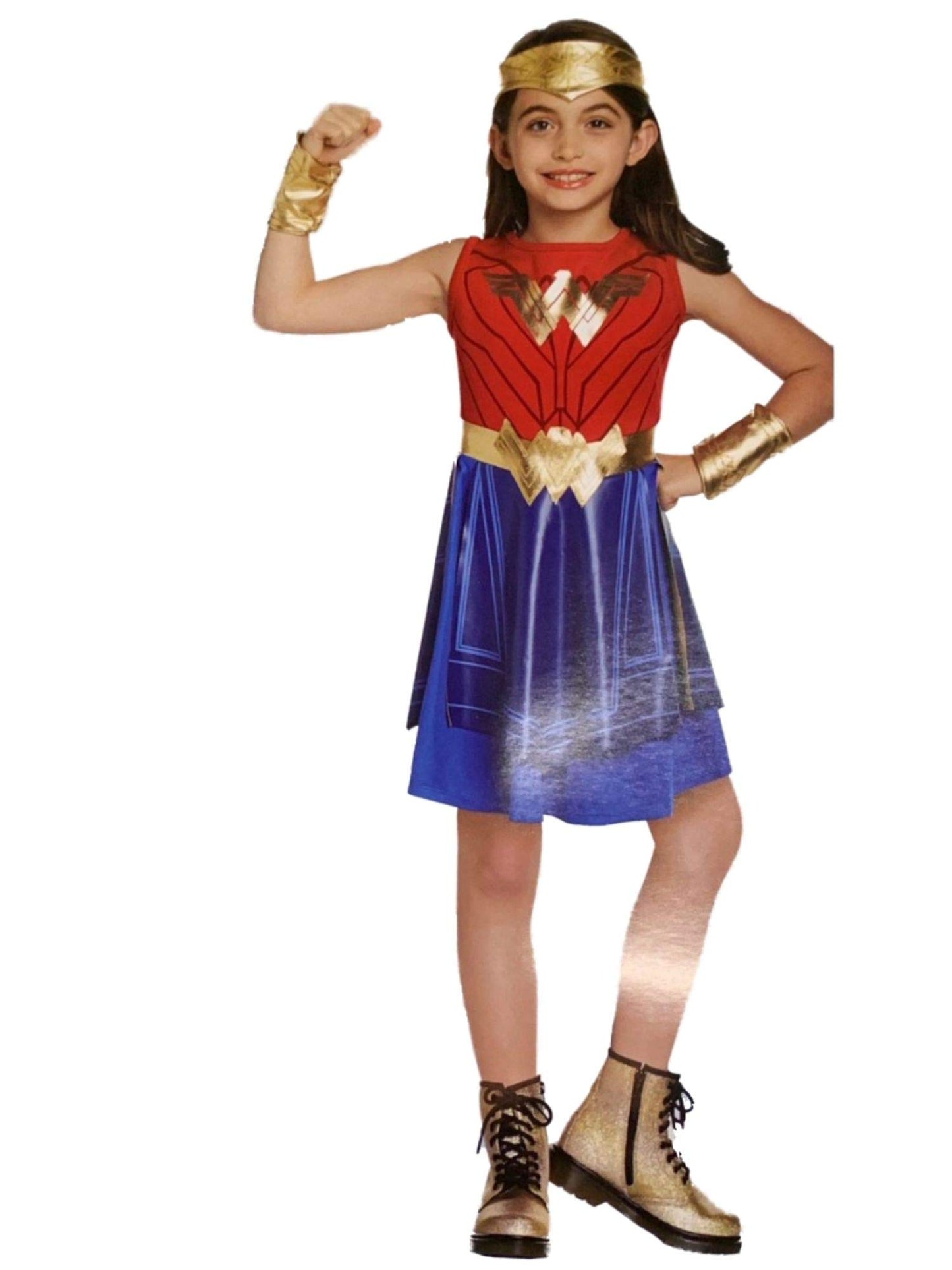 DC Girls Red & Blue Wonder Woman Pleated Halloween Costume Dress M 8-10