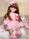 Angelbaby Doll 24 inch Adorable Reborn Toddler Girl with Long Hair That Looks Real Reborn Silicone Baby Dolls Cuddle Toys for Children Doll Sets (Pink