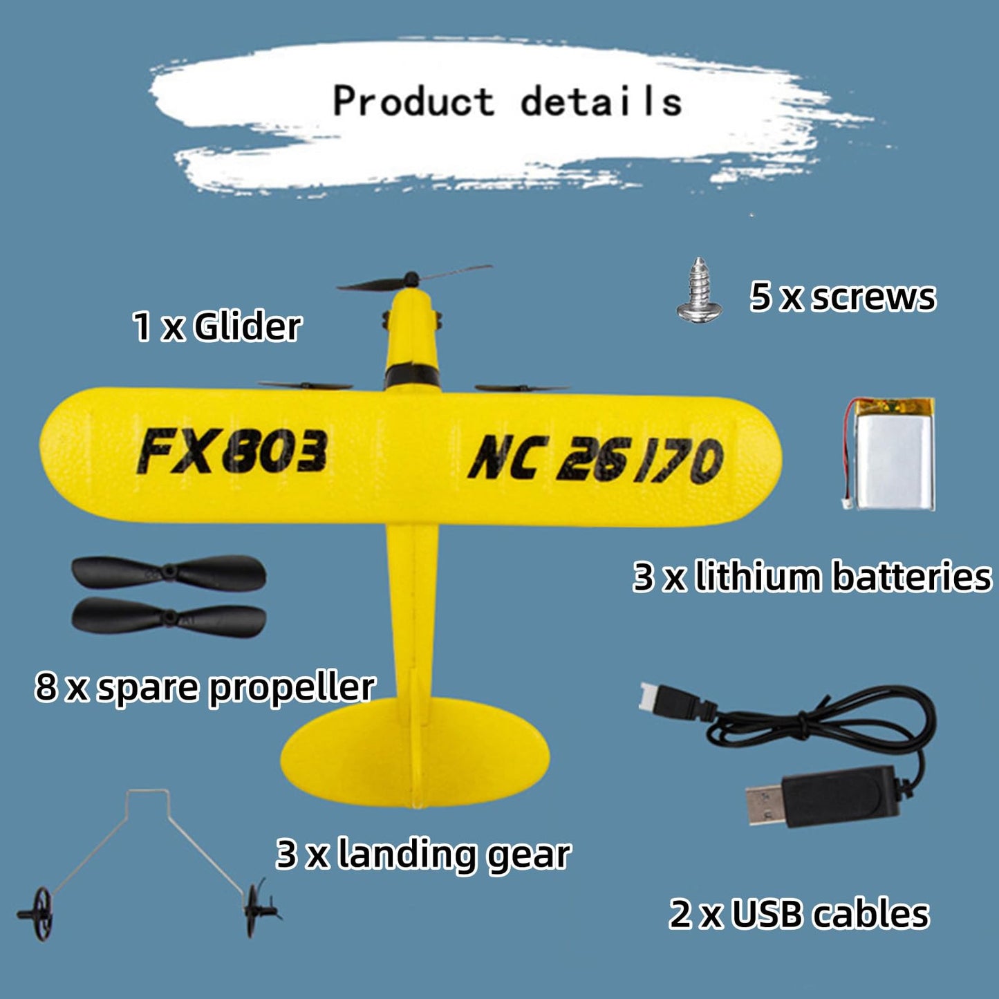 ynapmoc RC Airplane Toy, 2.4GHz RC Glider, Easy to Control, Gift for Boys and Beginners(Yellow)