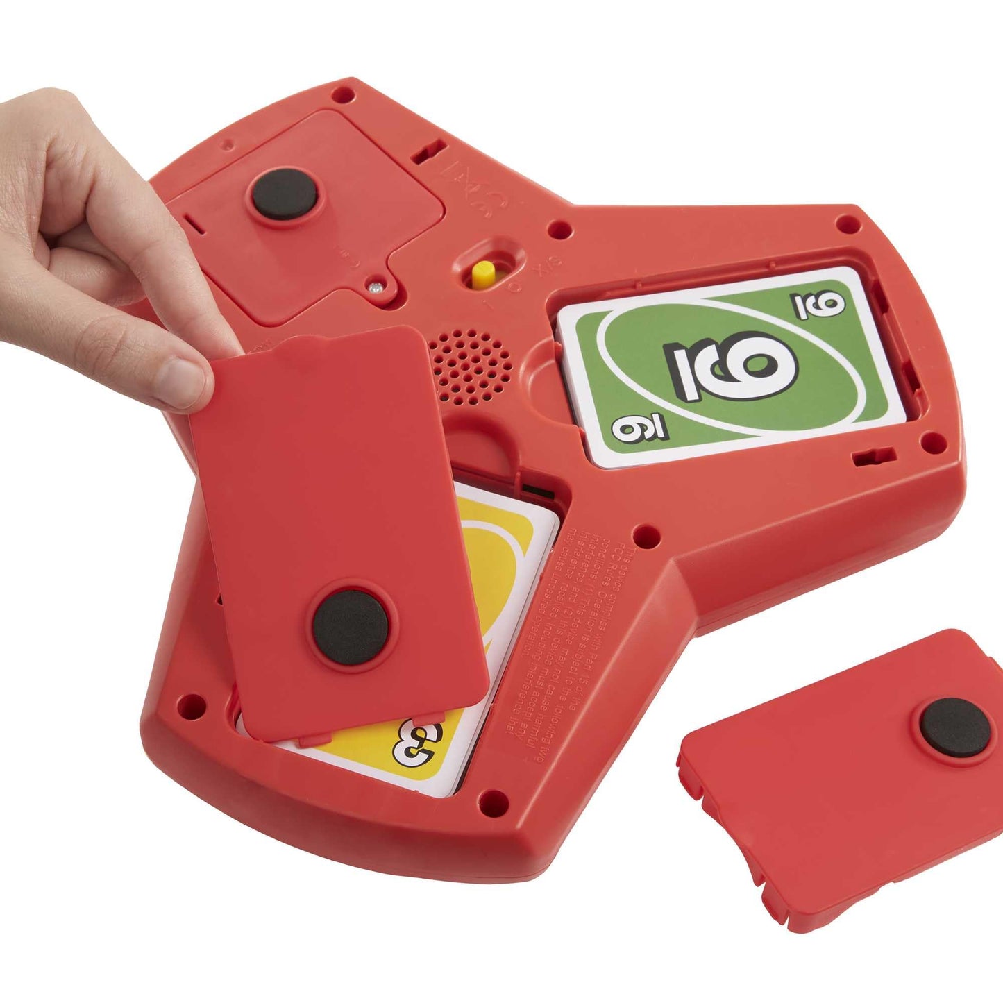 UNO Triple Play Card Game with Card-Holder Unit with Lights & Sounds & 112 Cards, Kid, Teen & Adult Game Night Gift Ages 7 Years & Older, HCC21