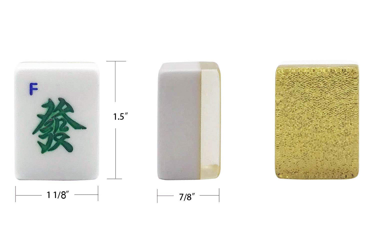 Chinese Mahjong X-Large 144 Numbered Acrylic Tiles 1.5" Large Gold Sparkle Tile with Carrying Travel Case Pro Complete Mahjong Game Set - (Mah Jong