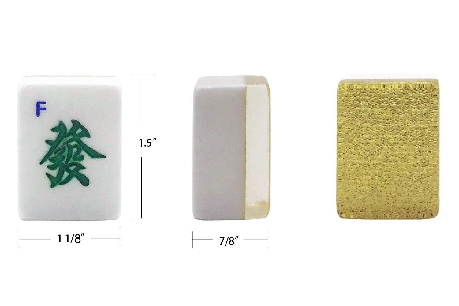 Chinese Mahjong X-Large 144 Numbered Acrylic Tiles 1.5" Large Gold Sparkle Tile with Carrying Travel Case Pro Complete Mahjong Game Set - (Mah Jong