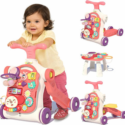 Baby Walker 5 in 1 for Baby Boy, Baby Girl, Push Walkers, Assemble as Scooter/Motorbike/Activity Center/Detachable Panel, Walking Toys for Infants