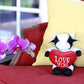 Plushland Stuffed Animal with Red Heart - Love You- Plush Animals Toy for Kids & Adults - Embroidered Heart Pillow -8 inches (Cow)