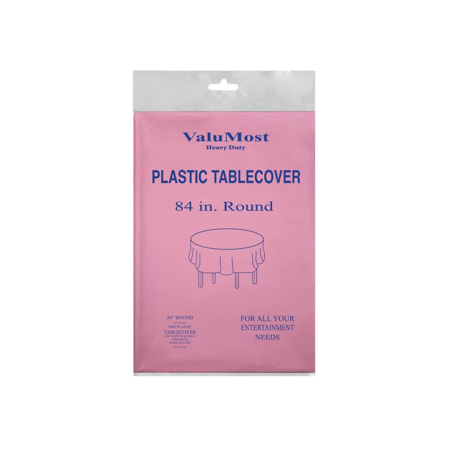 Party Essentials ValuMost Round Plastic Table Cover Available in 16 Colors, 84", Pink