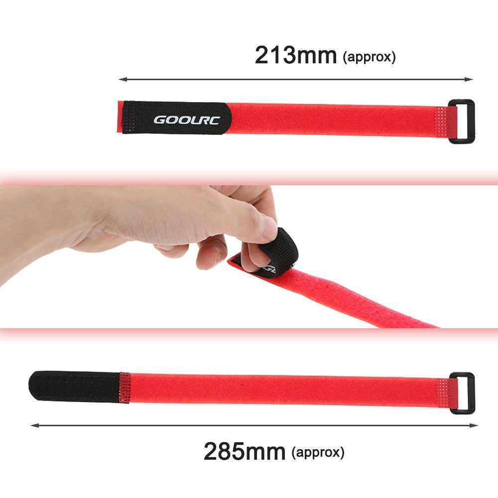 GoolRC 10Pcs Strong RC Battery Antiskid Straps Battery Bands 285mm for RC Drone Helicopter and RC Car