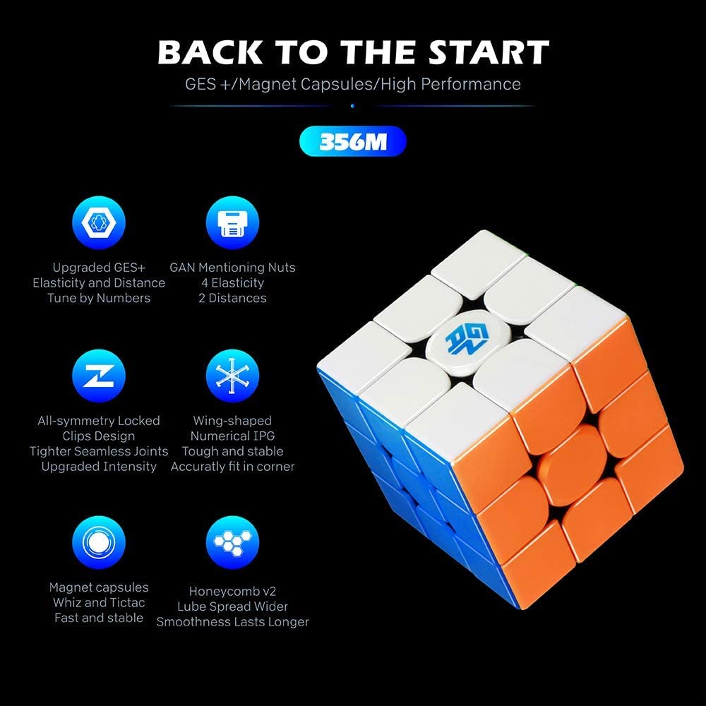 BroMocube Gan 356 M Speed Cube 3x3 Stickerless Puzzle Cube Gan 356M 3x3x3 Magnetic Magic Cube (Standard Version)