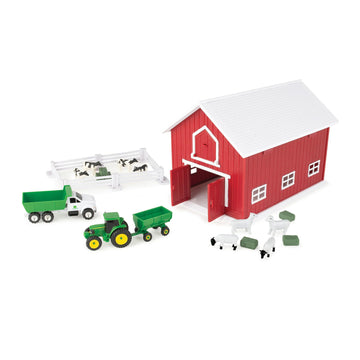 Tomy John Deere Childs Red Barn Playset - 1:64 Scale - Includes Farm Animal Toys, Tractor Toy, Red Barn with Handle, and Accessories - Easter Basket