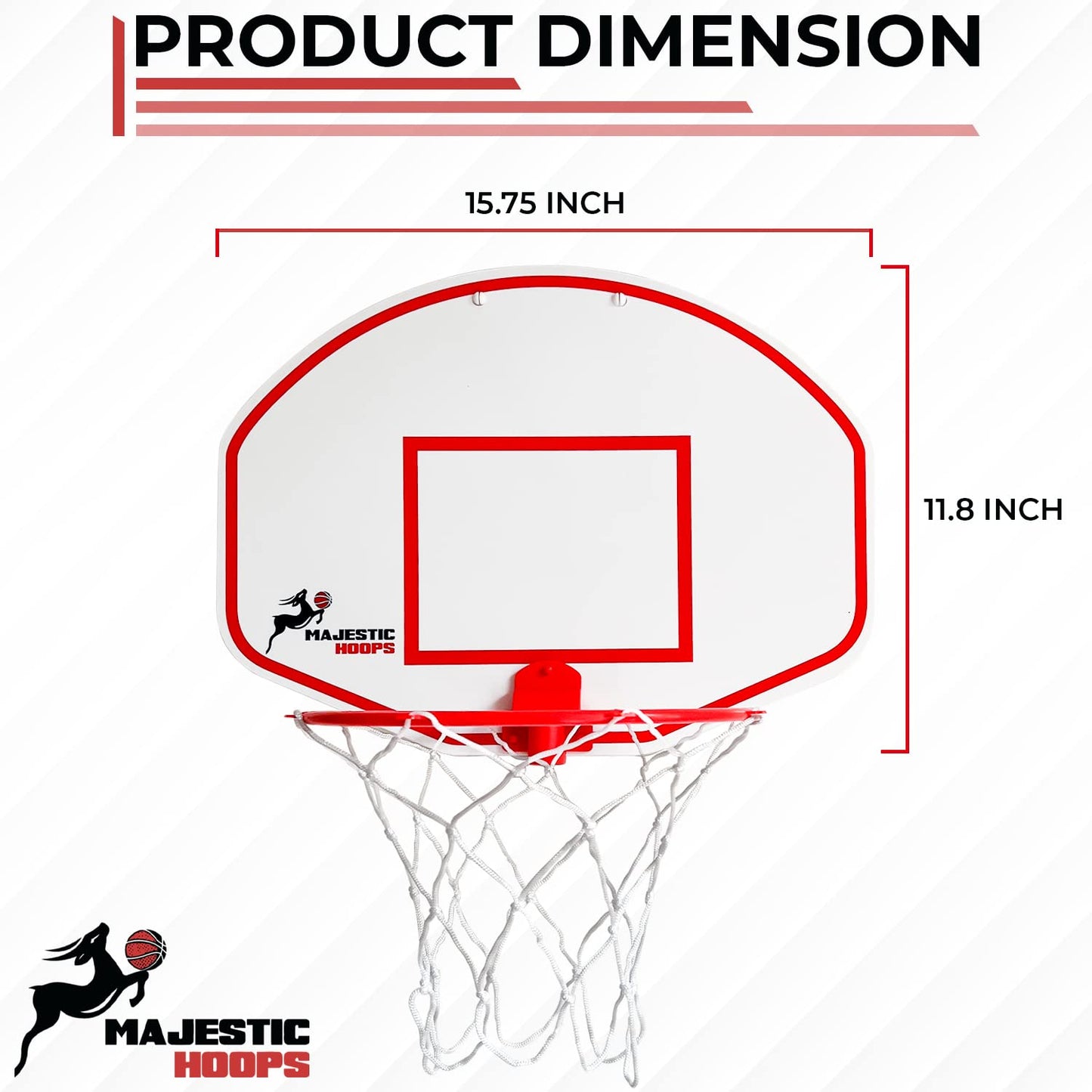 Majestic Hoops Mini Basketball Hoop - Indoor Basketball Hoop - Durable Plastic Basketball Hoop for Kids and Adults - No Assembling - Premium
