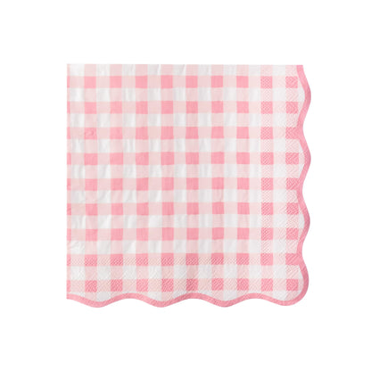 Bonjour Fête Pink Gingham Paper Party Dinner Napkins | Premium Party Supplies | Baby Showers, Tea Parties, Valentine's Day, & Festive Gatherings |