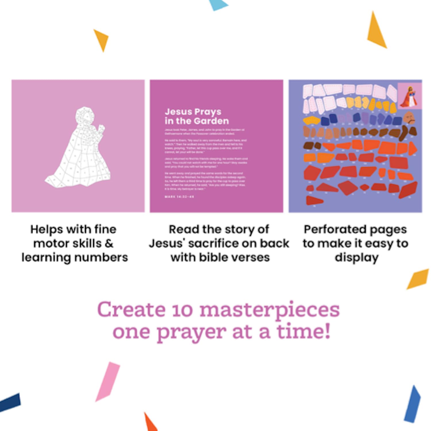 PRAY BY STICKER Book - Story of The Cross Religious Activity - Interactive Faith-Based Learning with Stickers - 9" x 9" Educational & Spiritual Book
