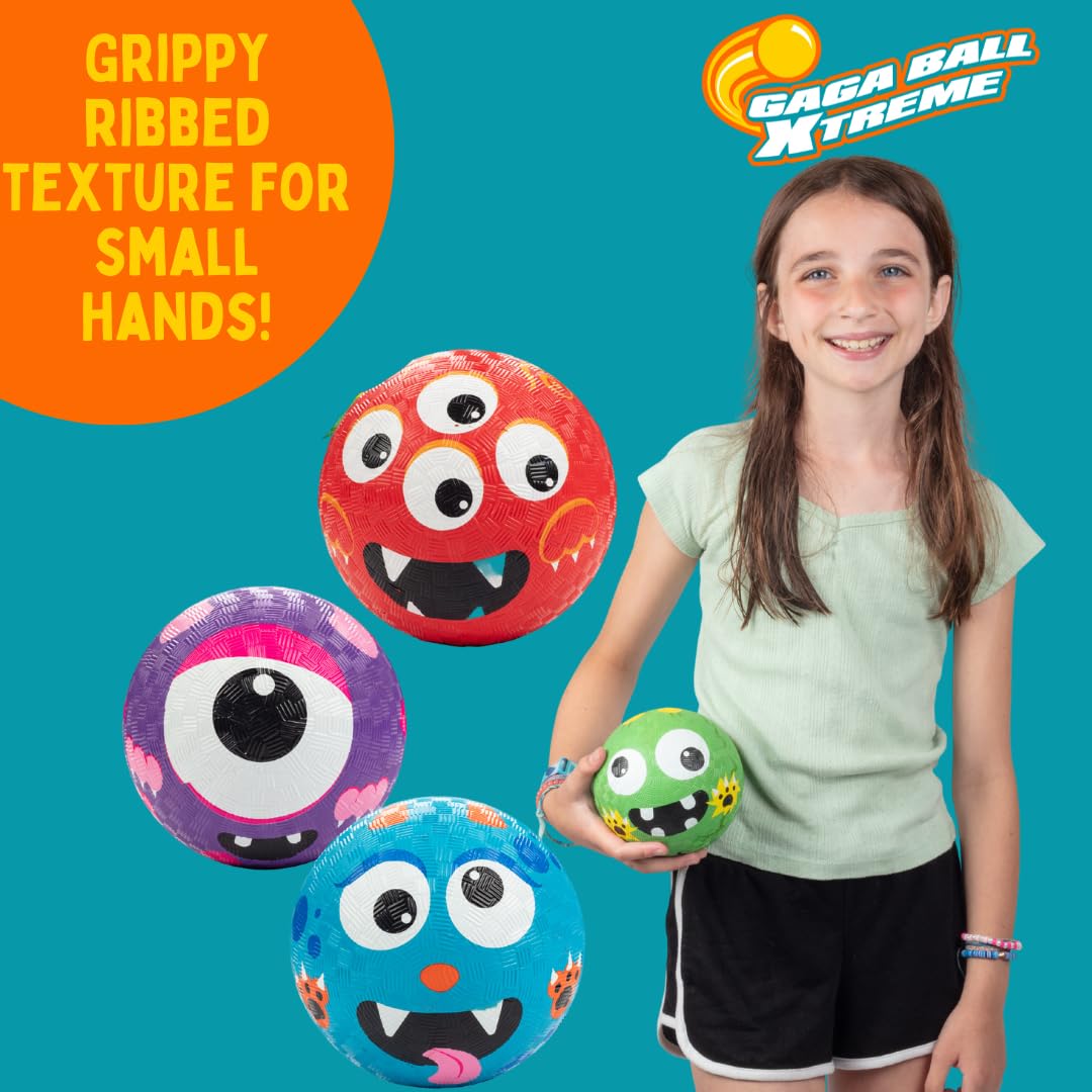 SCS Direct Gaga Ball Monster 5 in Playground Balls with Air Pump, 4 Pack