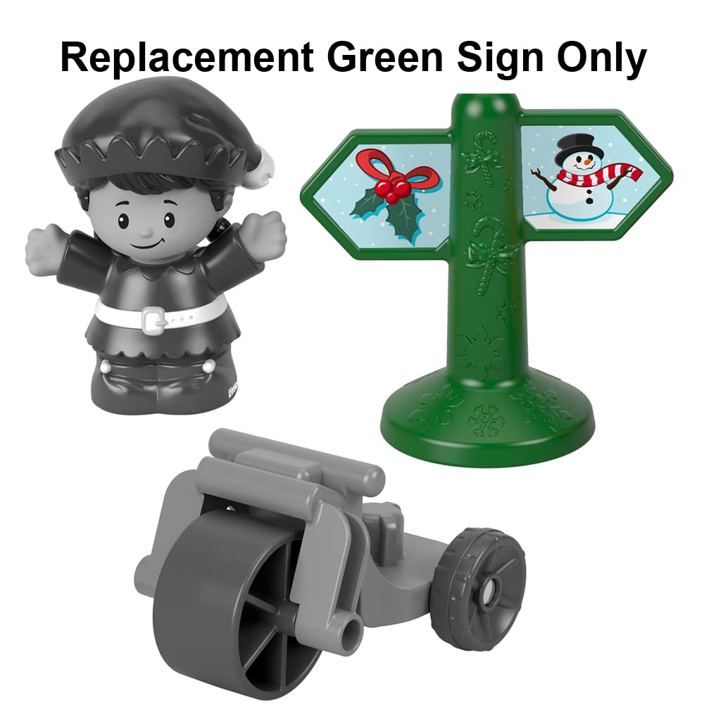 Replacement Part for Fisher-Price Little People Winter Holiday Christmas Playset - HJW18 ~ Replacement Green Sign ~ Arrows to Snowman or Holly