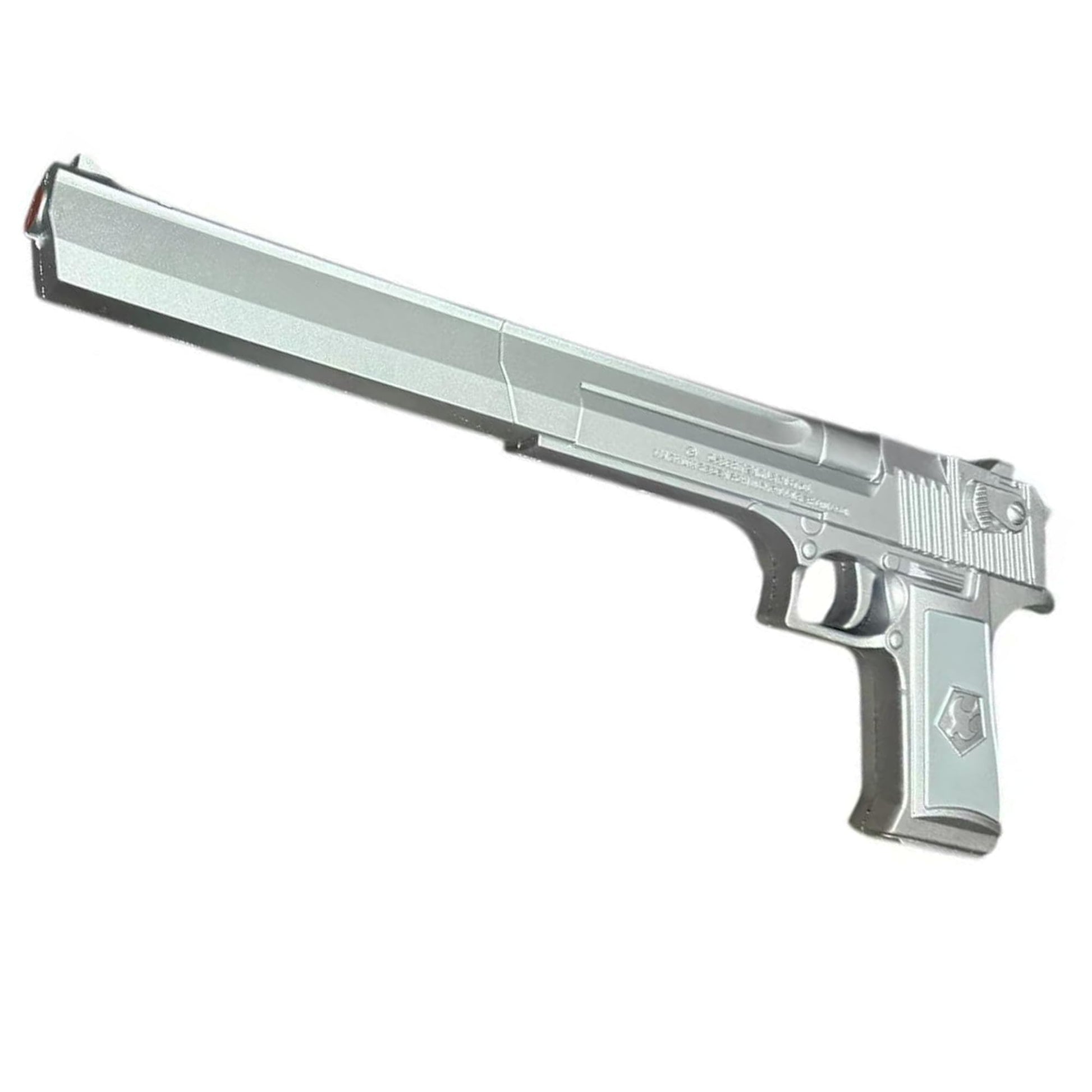 Long Barrel Chrome Foam Pistol - 17.25" Silver Fantasy Hand Cannon Prop | PU Foam Cosplay Weapon for Costume, Roleplay & Display