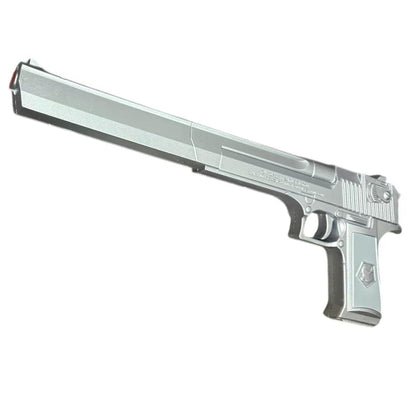 Long Barrel Chrome Foam Pistol - 17.25" Silver Fantasy Hand Cannon Prop | PU Foam Cosplay Weapon for Costume, Roleplay & Display