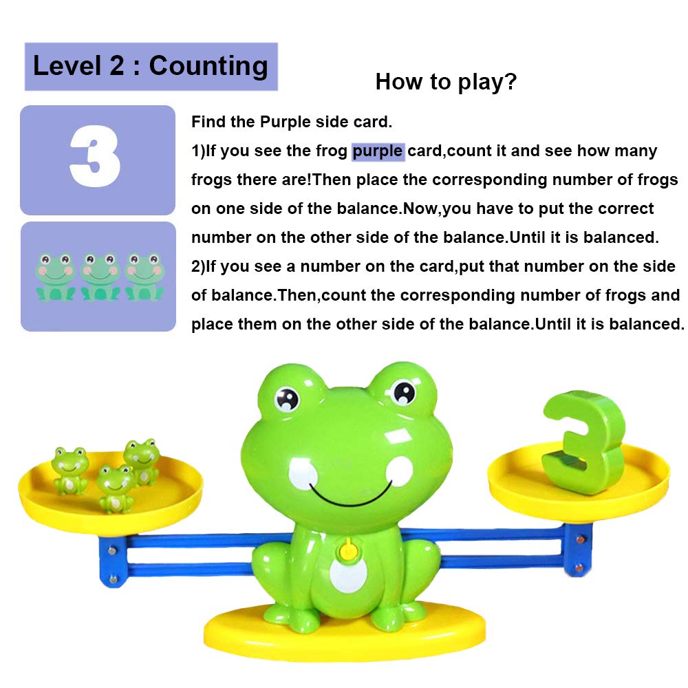 BBPOOL Frog Balance Cool Math Counting Game Educational Early Learning Scale STEM Toys Gifts for Preschool Toddlers Kids Age 3 4 5 6