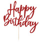 LVEUD Glitter Happy Birthday Cake Topper, Red, 1 Count, 8 Inches x 7 Inches, Glamorous Style, Suitable For Party Decoration, Birthday Occasion