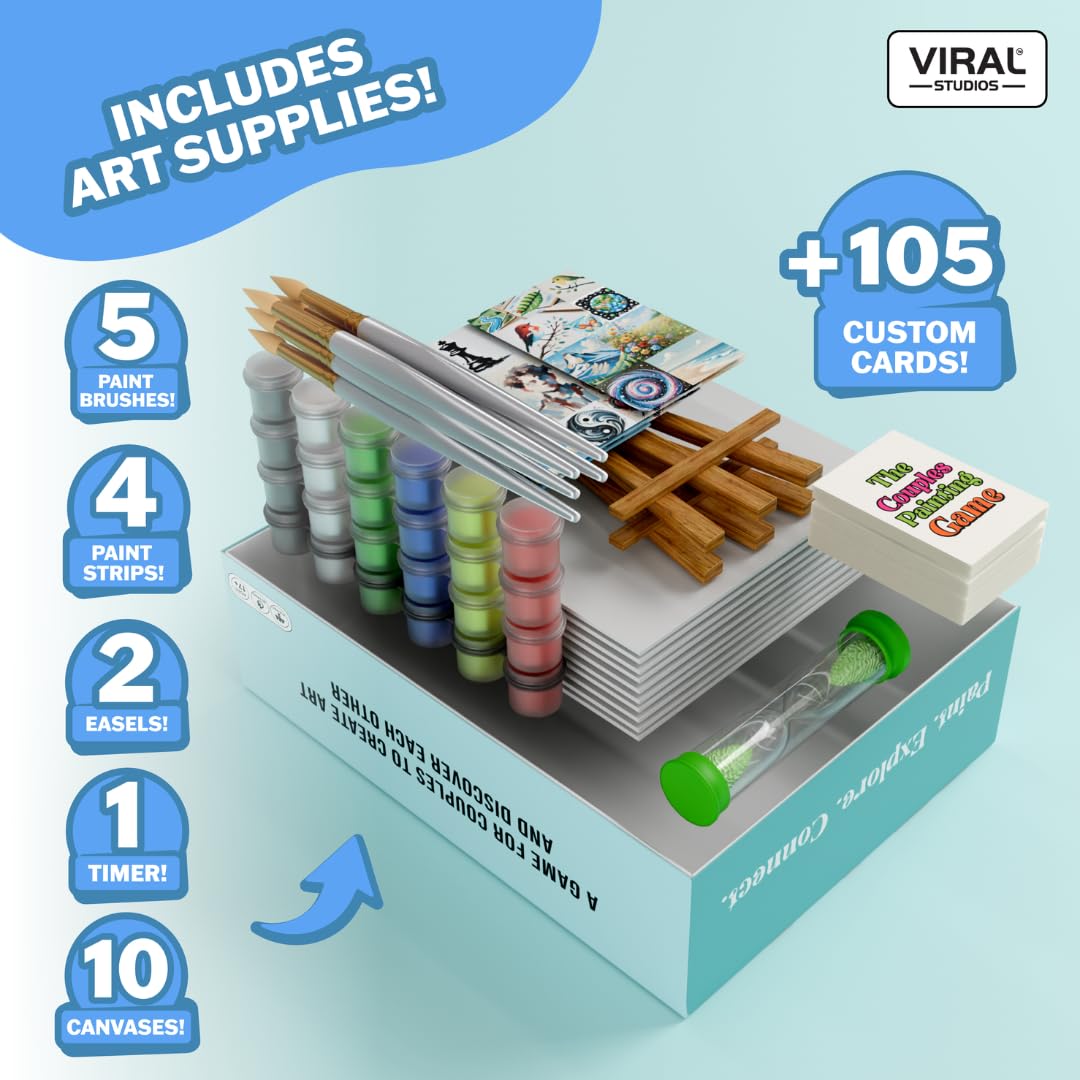 The Couples Painting Game - Date Night Card & Painting Kit | Fun DIY Activity with Prompts, Challenges & Questions for Deeper Connection, Meaningful