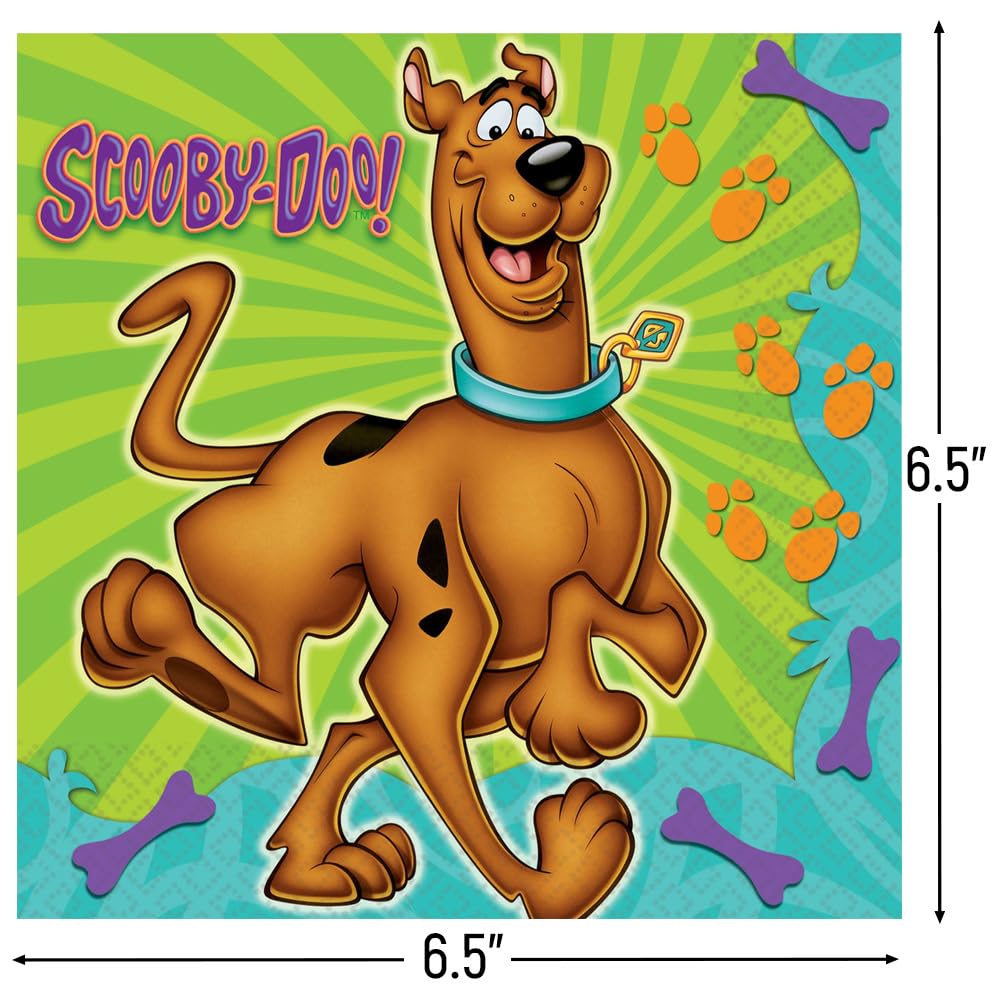 Scooby-Doo Luncheon Napkins - 6.5" x 6.5" (16 Count), Premium Paper Napkins & Multicolor Design - Perfect For Themed Parties & Events
