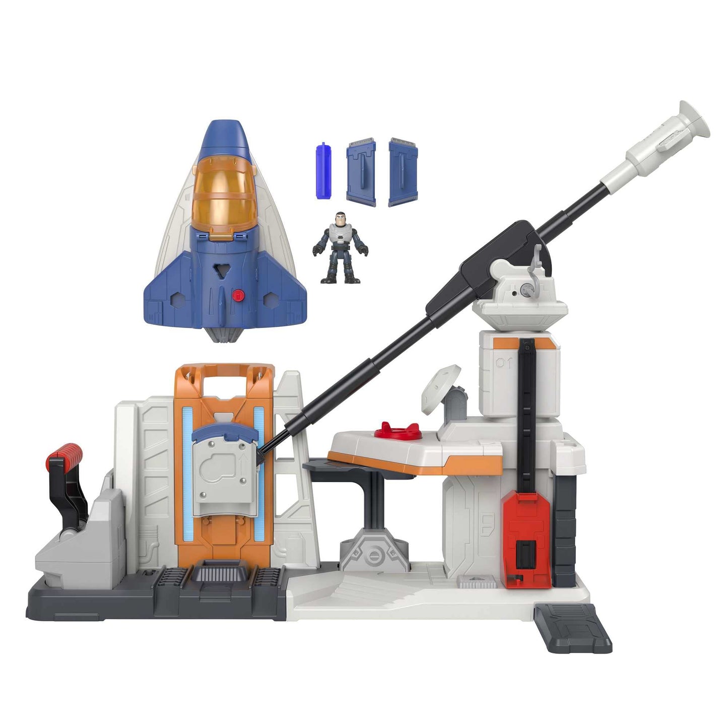 Disney and Pixar Lightyear Playset, Imaginext Lift & Launch Star Command with Buzz Lightyear Figure, Lights & Sounds for Ages 3-8 Years