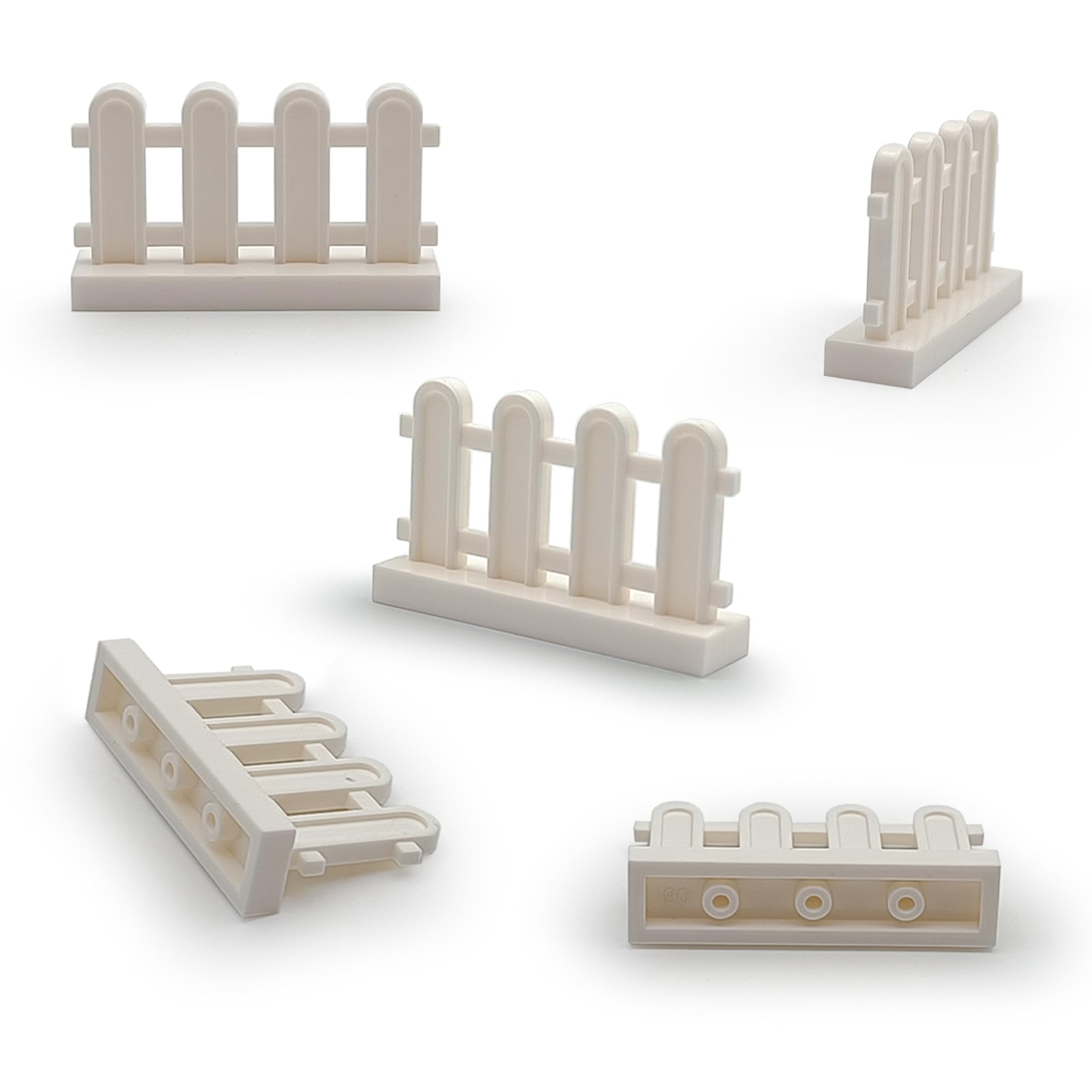 Building Block Toy Accessories 1 x 4 x 2 White Picket Fence, Bulk - 50 Pieces per Package (White)