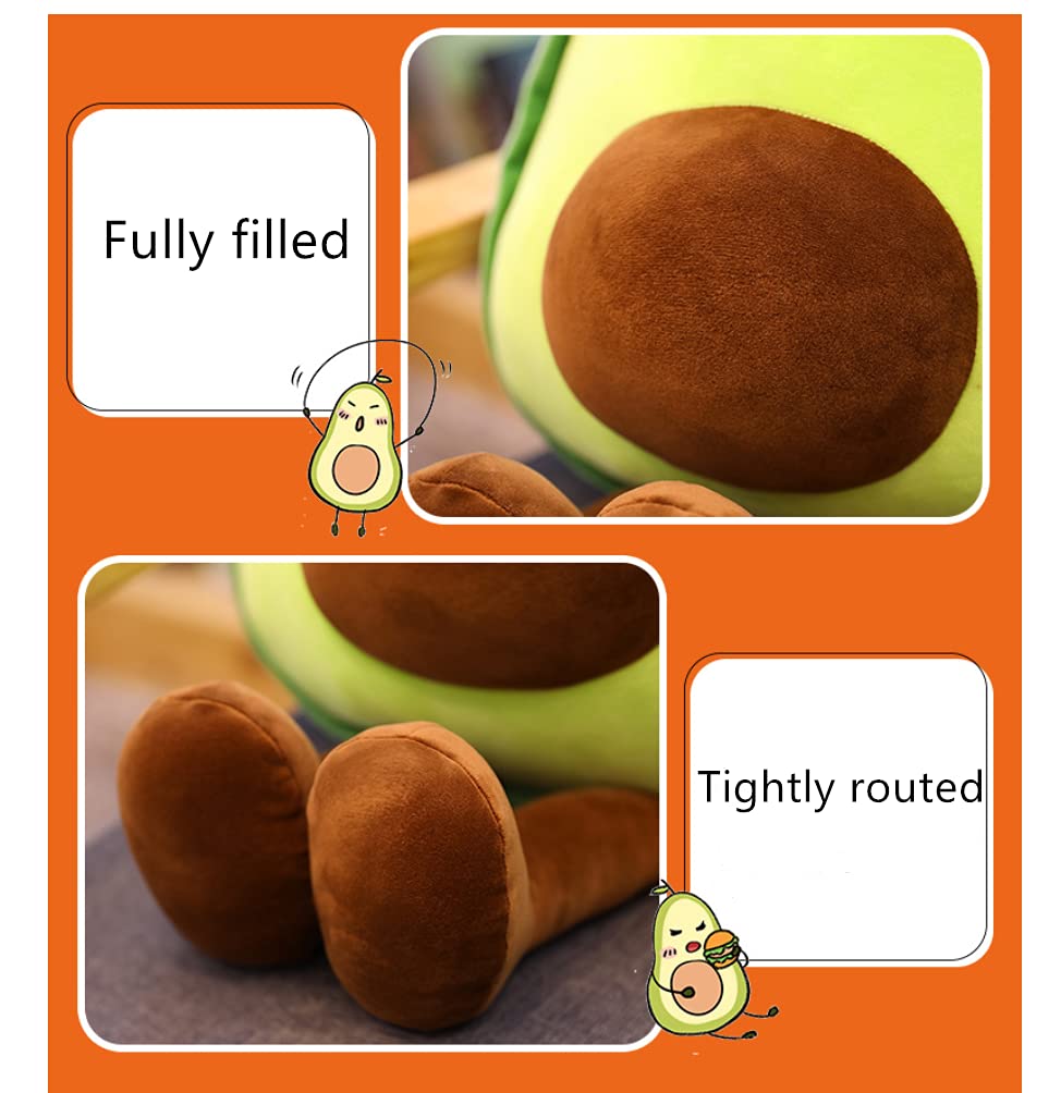 23.6 inch Large Avocado Fruit Soft Plush Toy Furry Stuffed Toy Avocado Plush Doll Cute Toy Avocado Stuffed Pillow Kawaii Food Shaped Fruit Series