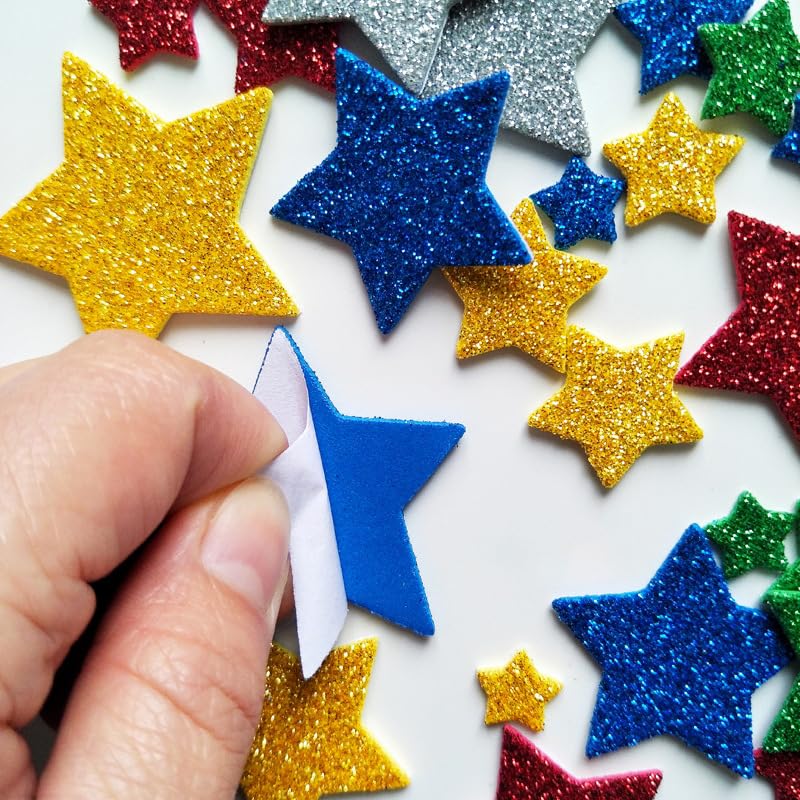 540 Pcs Glitter Foam Stickers, BetterJonny Colorful Self Adhesive Star Shape Glitter Sticker Star Foam Stickers DIY Posters, Scrapbooking, Making