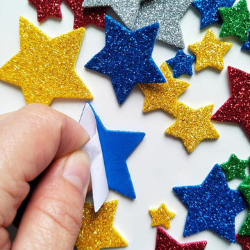 540 Pcs Glitter Foam Stickers, BetterJonny Colorful Self Adhesive Star Shape Glitter Sticker Star Foam Stickers DIY Posters, Scrapbooking, Making
