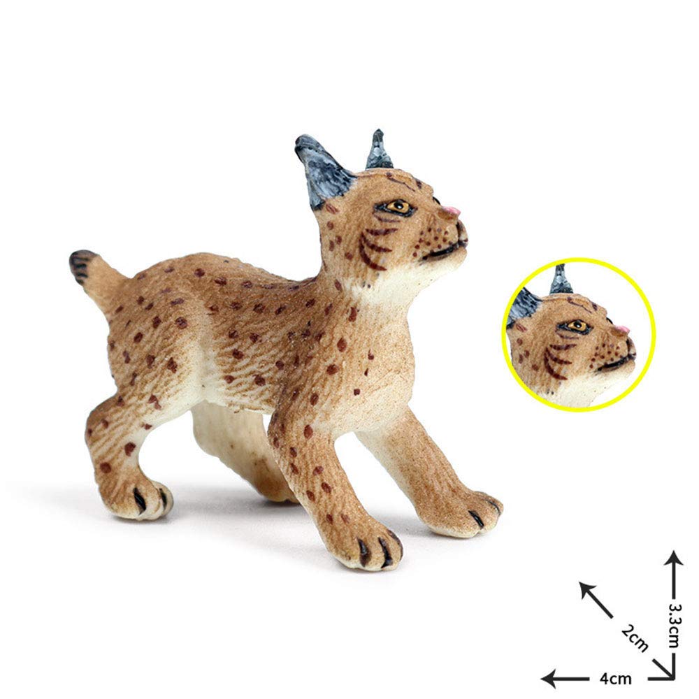 FLORMOON Animal Figures Realistic Lynx Plastic Early Educational Toys Cupcake Topper Party Gift for Kids 2+ Year Old