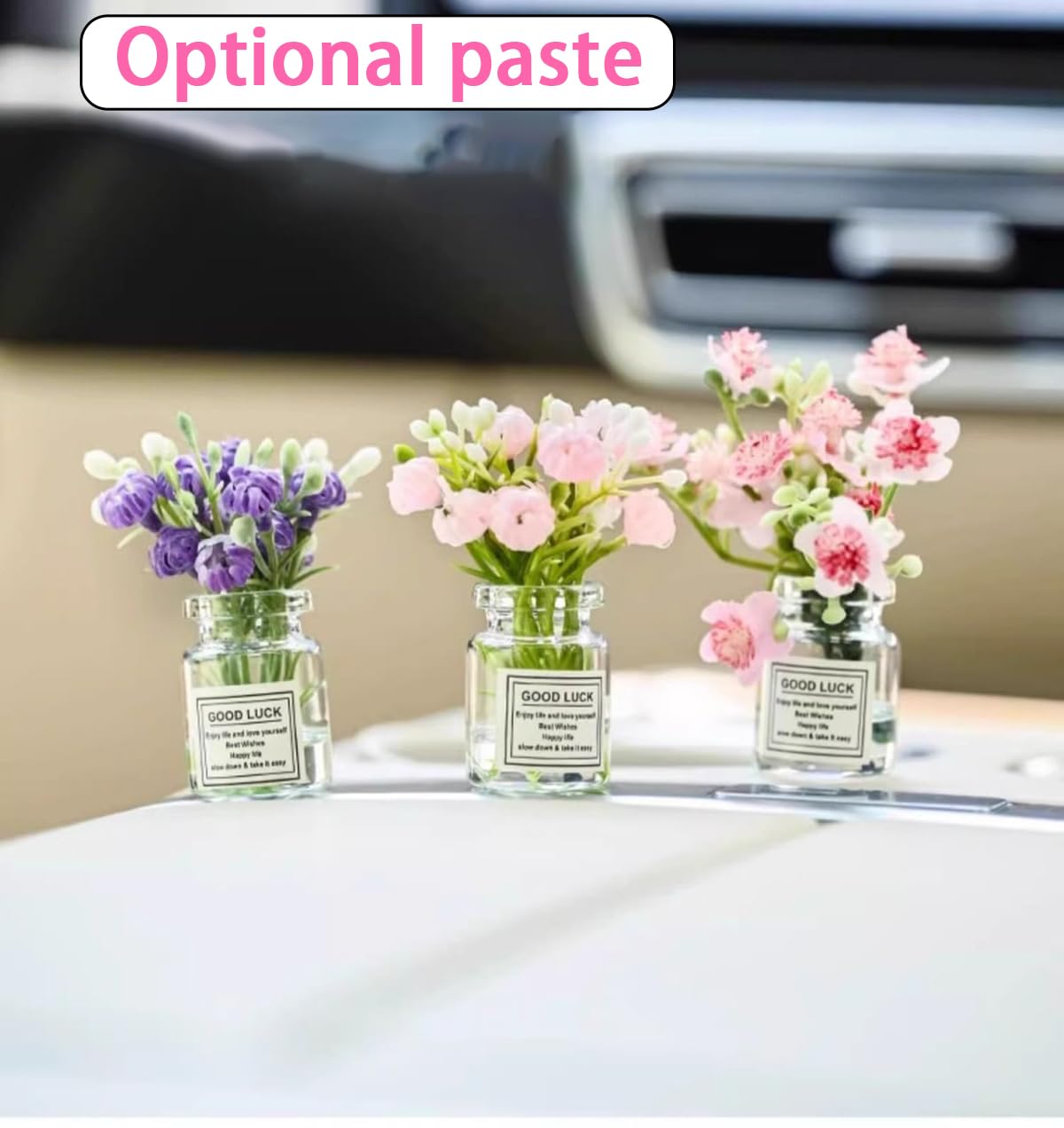 2 Pcs Miniature Flower Vases with Peach Blossoms - Handmade Dollhouse Vases for Micro Landscape, Resin Floral Decorations for Fairy Garden Scenes,Car