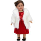 Sophia's 18" Doll Ivory Faux Fur Winter Dress Coat with Large Collar and Rose Bud Sash Closure