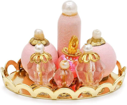 Pink Miniature Perfume Tray for Dollhouse, 1/12 Scale, Decoration Accessories, DIY Decor