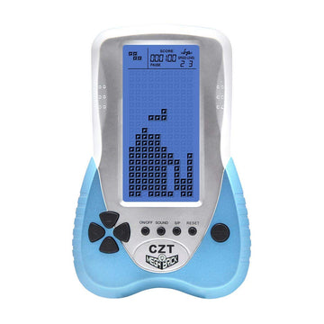 CZT Retro Brick Game Console Big Blue Backlight Screen Built-in 23 Games Tank Battle/Racing Can Plug Headphone Nostalgic Puzzle Pocket Handheld
