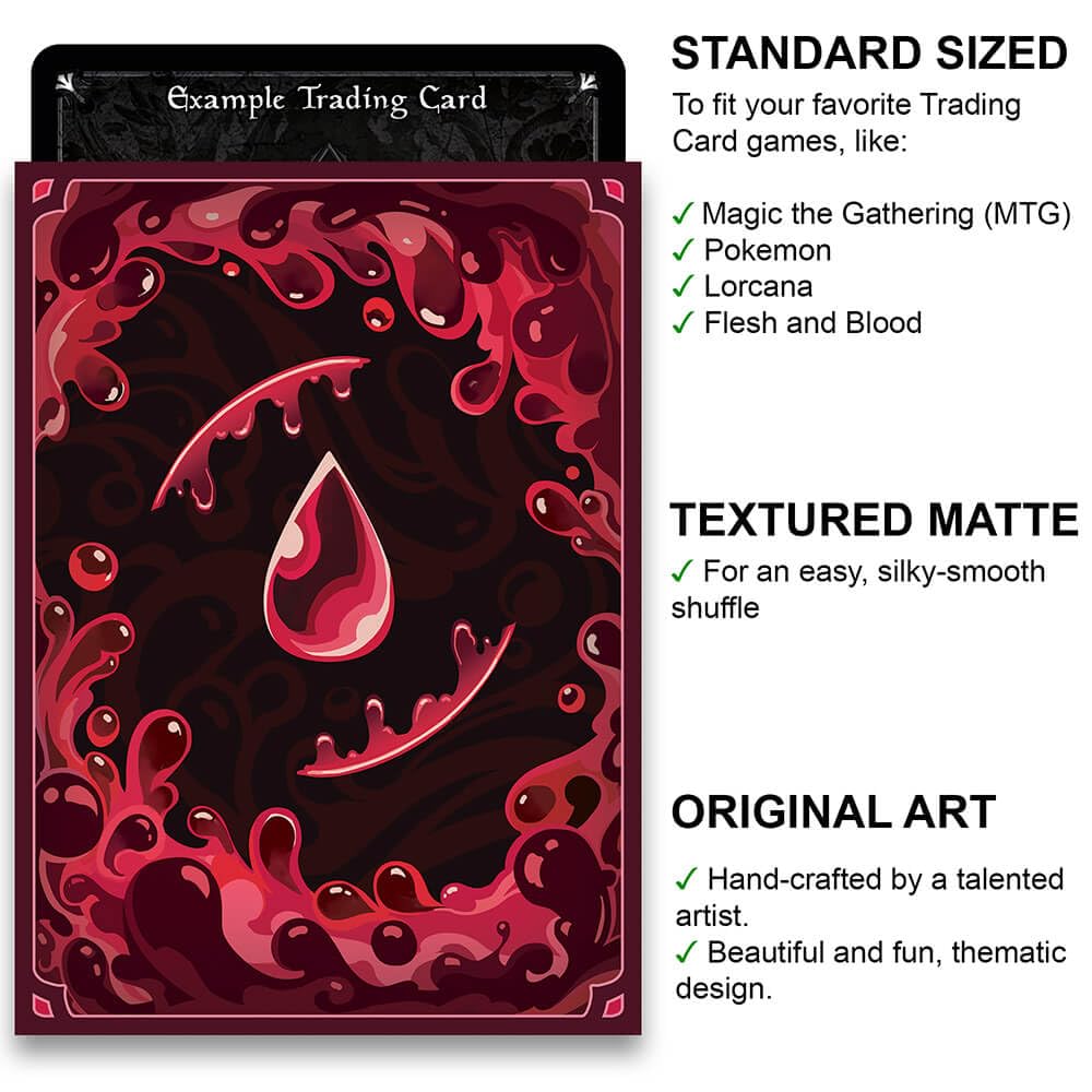 Fantasy North - Blood - Elements Series II - 100 Textured Matte TCG Card Sleeves - Fits Magic MTG Commander Pokemon and Other Card Games - Playing