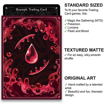 Fantasy North - Blood - Elements Series II - 100 Textured Matte TCG Card Sleeves - Fits Magic MTG Commander Pokemon and Other Card Games - Playing