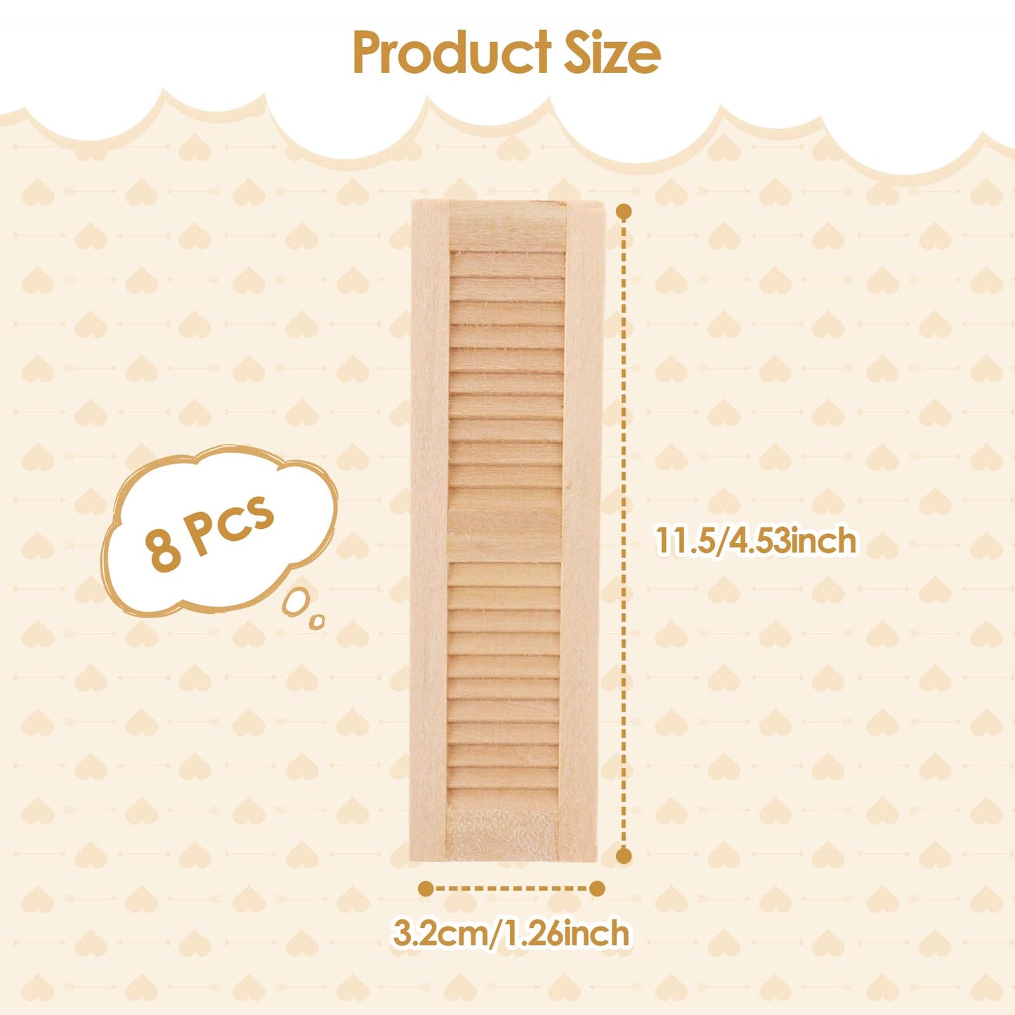 DYNWAVE Handmade 1/12 Dollhouse Furniture Wood Shutters Window, Pack of 4 Pairs, Miniatures Accessories Hands