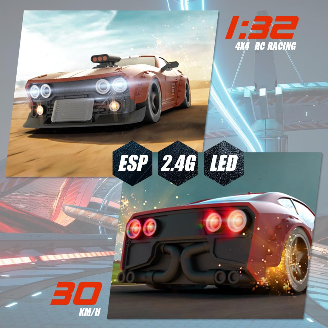 DiyXenginey KM3299 RC Drift Car with Gyro Stabilization and LED Lights