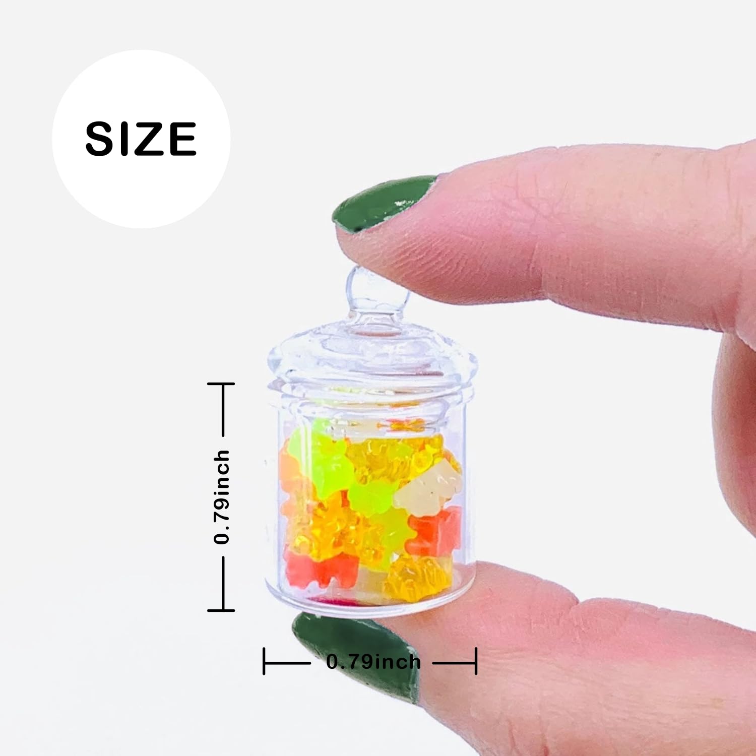 Miniature Glass Jar with 10 pcs Miniature Gummy Model, Tiny Gummy Glass Jar, Dollhouse Mini Glass Jar, 1:12 Scale, for Dollhouse Miniature, Fairy
