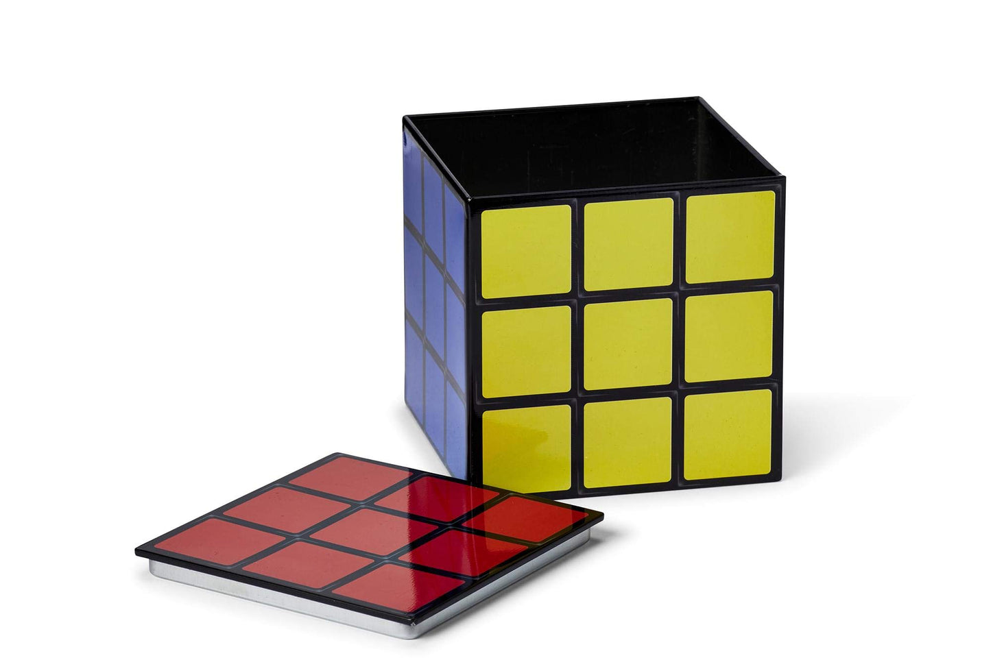 Puzzle Cube Tin Storage Box - 4x4-Inch Novelty Stash Container With Pop Top Lid - Decorative Organizer Holder Cube - Kitchen Bedroom Office Decor