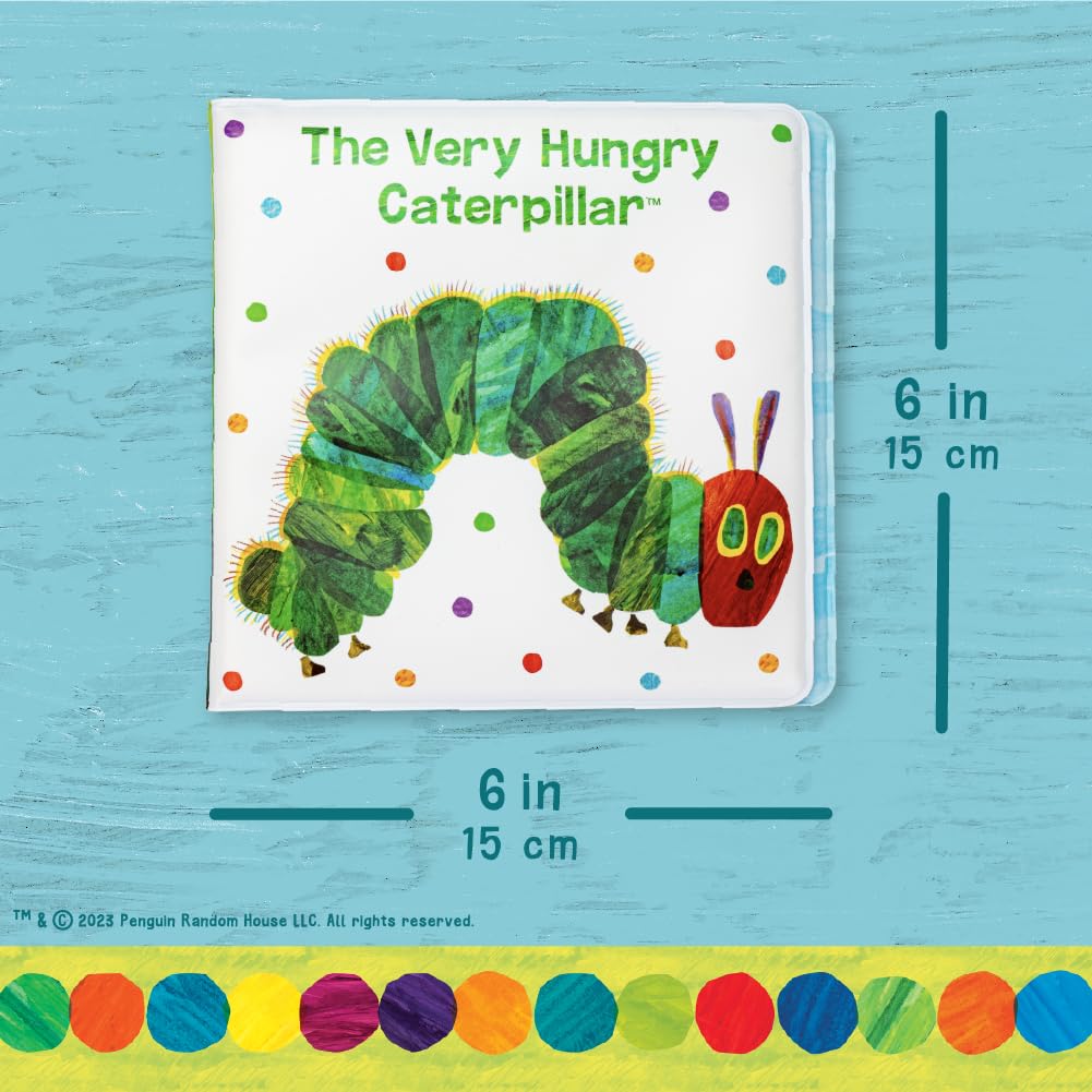 Kids Preferred World of Eric Carle The Very Hungry Caterpillar 6 Inch Vinyl Bath Book Bath Tub Toy Perfect for Water Play and Learning for Ages 18