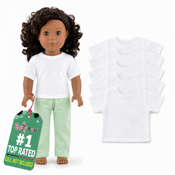 Emily Rose 5-Pack Bright White 18 Inch Doll Clothes Premium T-Shirts