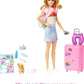 Barbie Doll & Accessories, Travel Set with Puppy and 10+ Pieces, Suitcase Opens & Closes, Barbie "Malibu" with Blonde Hair