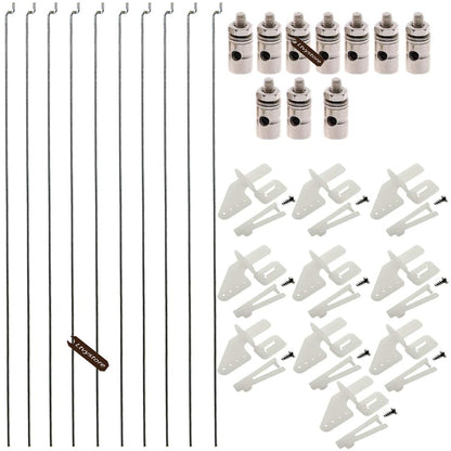 Ltvystore 10Pcs Adjustable Pushrod Connector Linkage Stopper 1.3mm & 10Pcs Nylon Control Horns 21x10 mm & 10Pcs 1.2 x 210mm Z Push Rods Parts