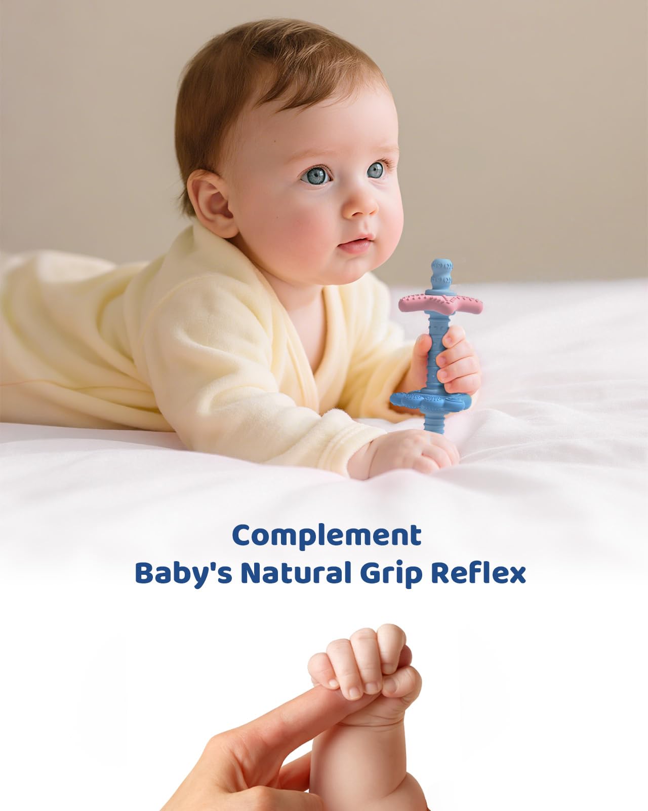 Baby Teething Toys for 3-12 Months, Food-Grade Silicone Hollow Tube Teether Stick, BPA-Free & Multi-Textured, Gum Massage, Sensory Development