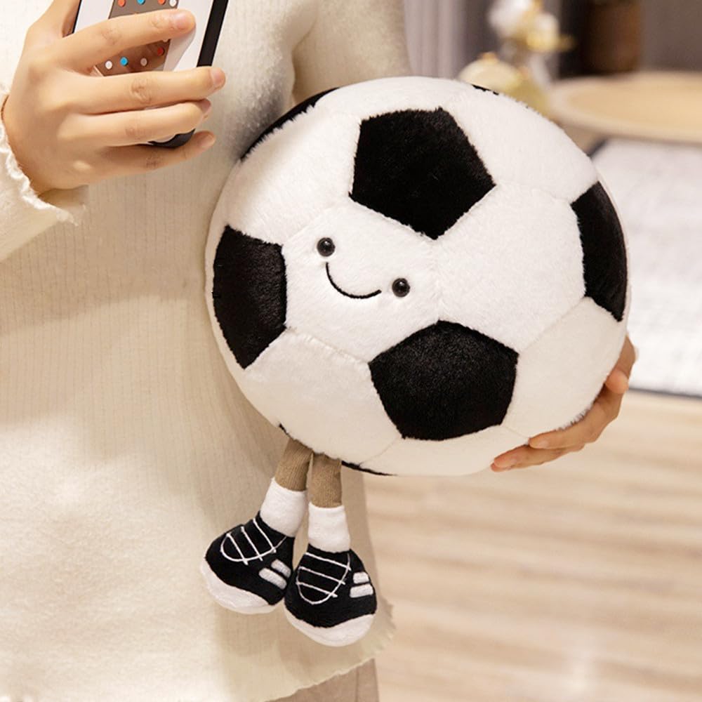 XIYUAN 13.7inch Football Plush Toys Soft Stuffed Sports Plush Balls Cute Fun American Soccer Doll Toys with feet Creative Football Spherical Decor