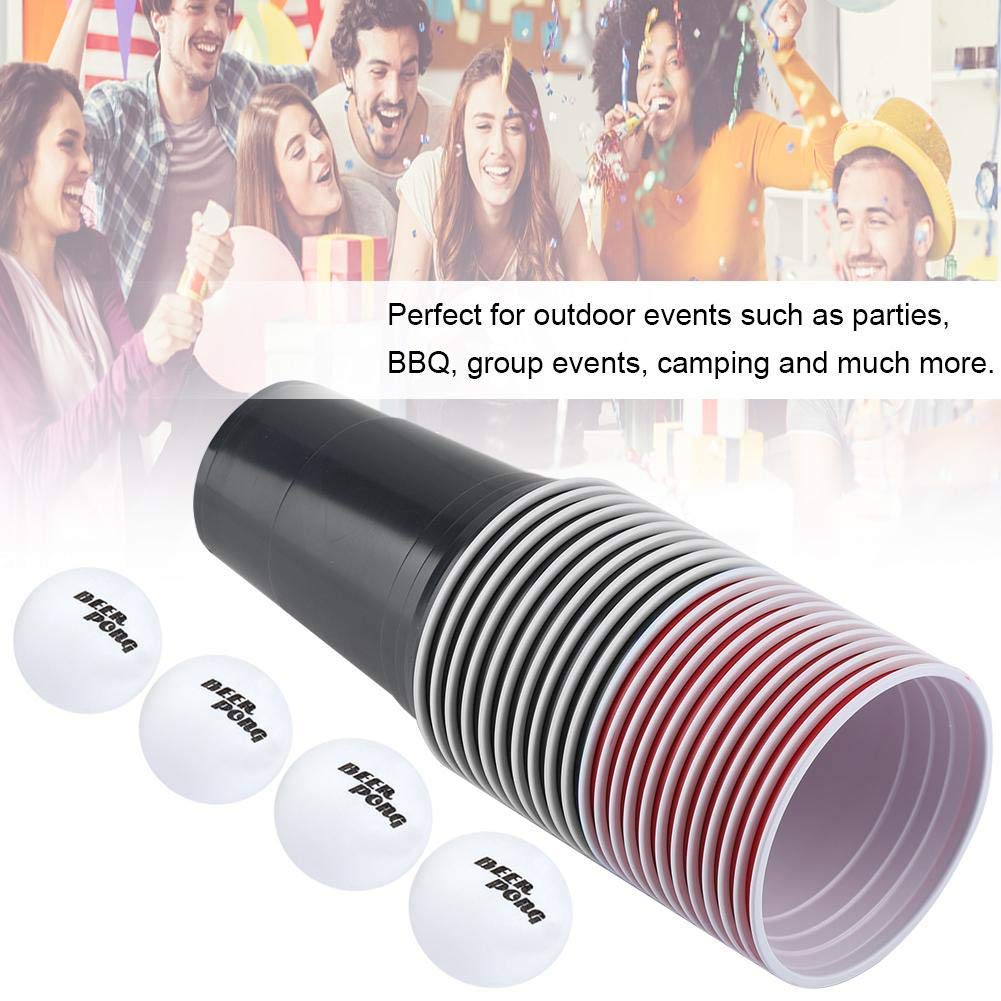 Fdit Solid Materials Beer Set Beer Drinking Game Set Beer Cups-22 Cups 4 - Balls(red Cups 11+Black cups11+4balls)