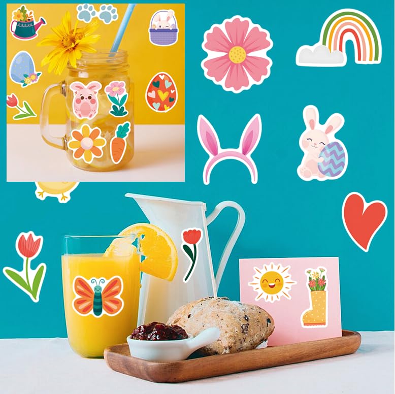 204PCS Easter Stickers, Easter Cute Bulk Stickers for Easter Basket Stuffers, Bunny Egg Easter Stickers for Cards Decorating Easter Gifts Crafts Party