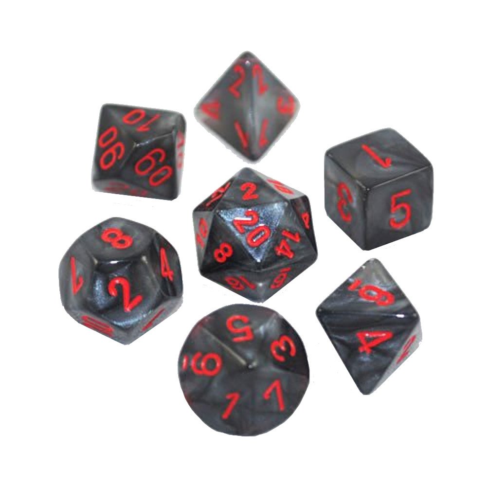 Velvet Polyhedral 7-Die Set by Chessex | Black/Red | For use in tabletop RPG games (such as Dungeons & Dragons)