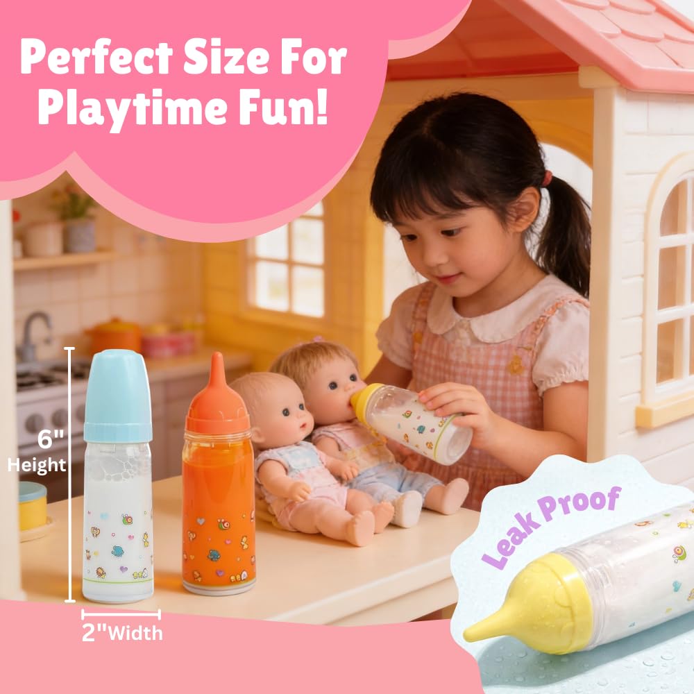 Mommy & Me Magic Baby Doll Bottles | Disappearing Milk & Juice Feeding Set - Ages 3+ (2 Pack)