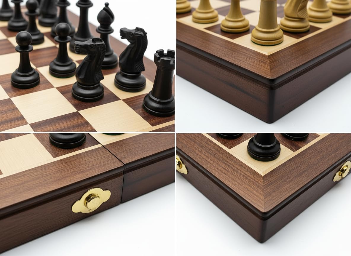 18" Wooden Chess Set,Folding Storage Wooden Chess Board Sets, Large Chess Board Sets, Premium Board Games Chess Set for Adults and Kids Chess